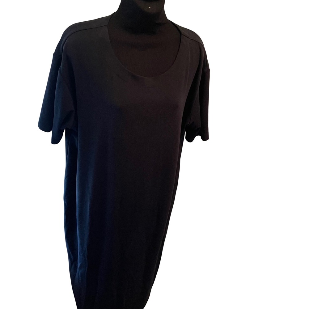 Coldwater Creek Women 3X Black T-Shirt Dress Short Sleeve Scoop Neck Vintage